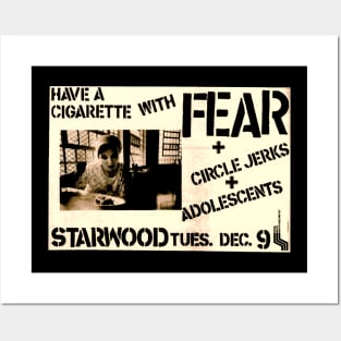 Have a cigarette with FEAR + Circle Jerks + Adolescents @ The Starwood 1980 Posters and Art